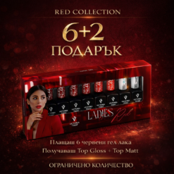 Комплект 6+2 червени гел лакове Victoria Vynn Ladies Love Red с подарък Top Gloss и Top Matt